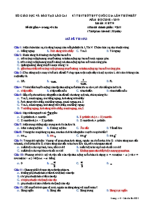 Đề thi thử THPT Quốc gia môn Vật lý lần thứ nhất - Mã đề 023 - Năm học 2018-2019 - Sở giáo dục và đào tạo Lào Cai (Có đáp án)